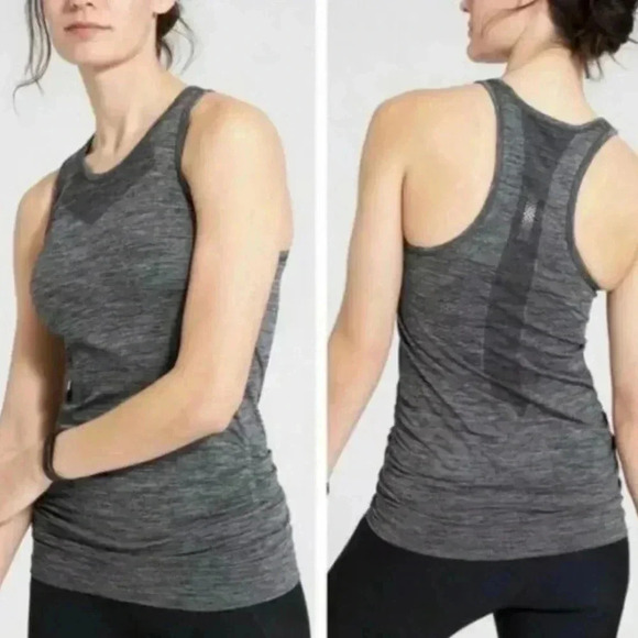 Athleta Women's Black Small Finish Fast Chevron Tank Top Racer Back 777517 Sm S - Picture 4 of 8
